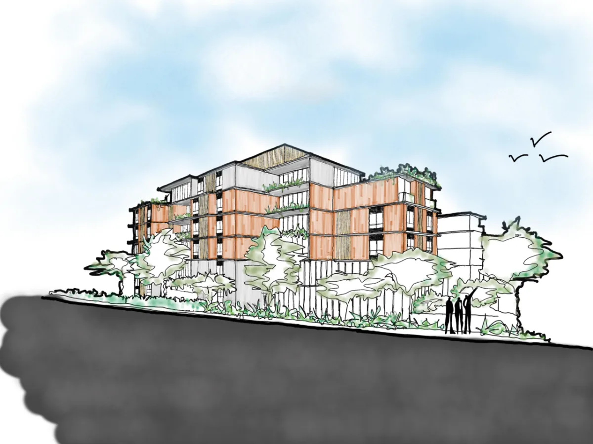 Croqui do novo edifício que fará parte da paisagem do Cabral.