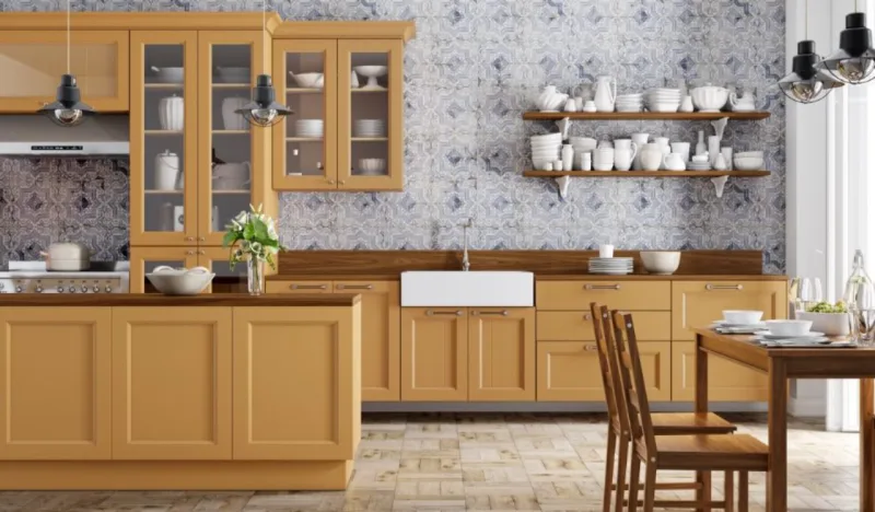 Cozinha com os padrões Mostrato e Louro Freijó, da Berneck.
