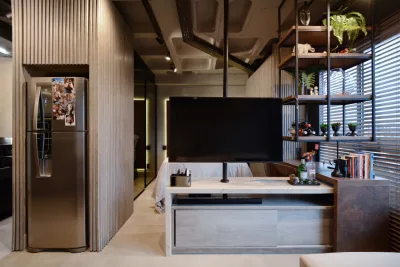 Estilo industrial é fio condutor de apartamento urbano e moderno de 35 m²