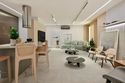 Apartamento traz serenidade para os ambientes por meio de tons neutros, verde e texturas