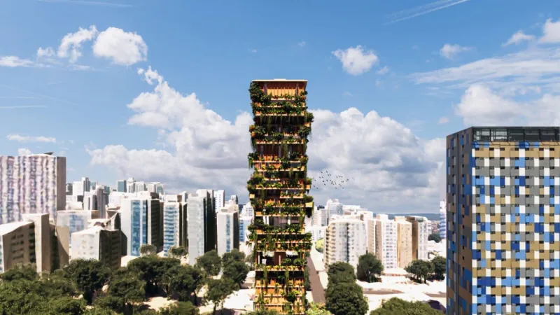 Edifício Terra (conceito), criação do Estúdio Guto Requena, tem como premissa o design generativo, que pensa projetos a partir da lógica computacional