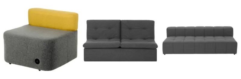 Os três modelos são da Tok & Stok: Colab, Pilounge e Sofo. Todos tem função sofá-cama. Fotos: Divulgação.
