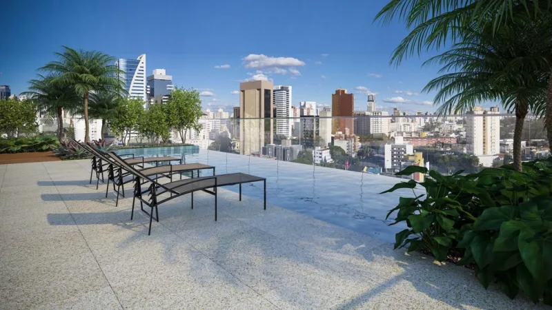 Piscina de borda infinita é diferencial no rooftop