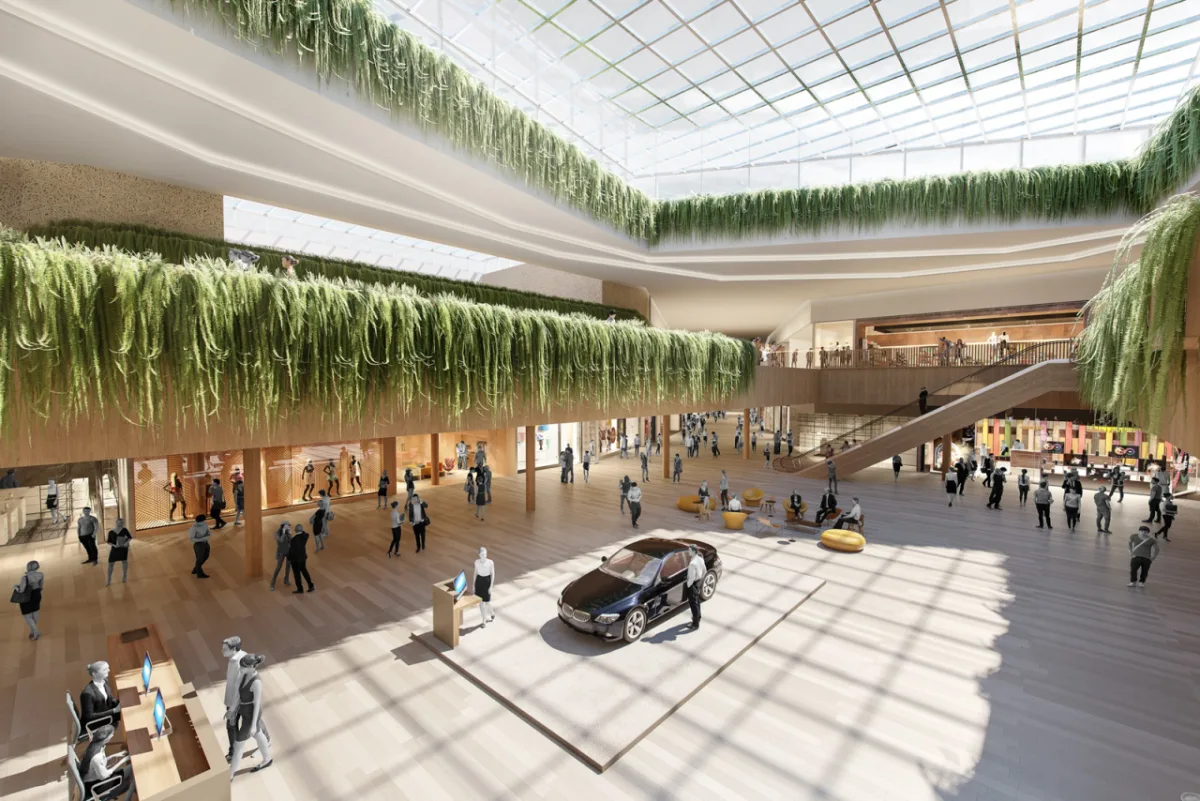 Dois pavimentos comerciais compõem a grande estrutura do novo shopping. Foto: Studio Arthur Casas