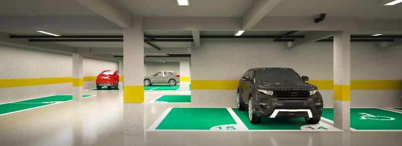 Perpectiva da garagem em epóxi. Foto: divulgação