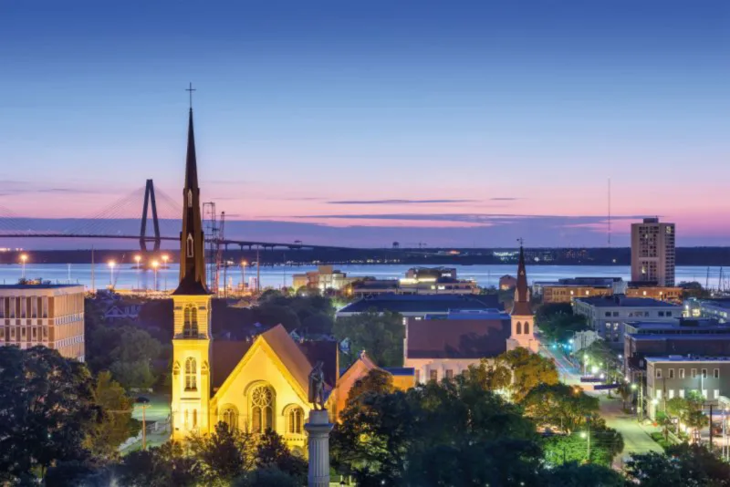 Charleston, South Carolina, USA downtown church and skyline.