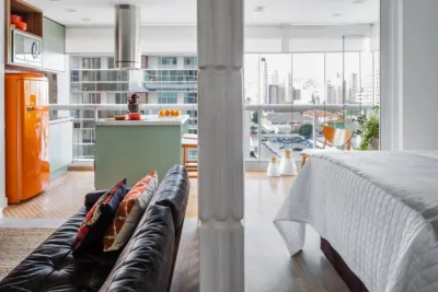 Em apenas 38 m² projeto une linguagem contemporânea e retrô