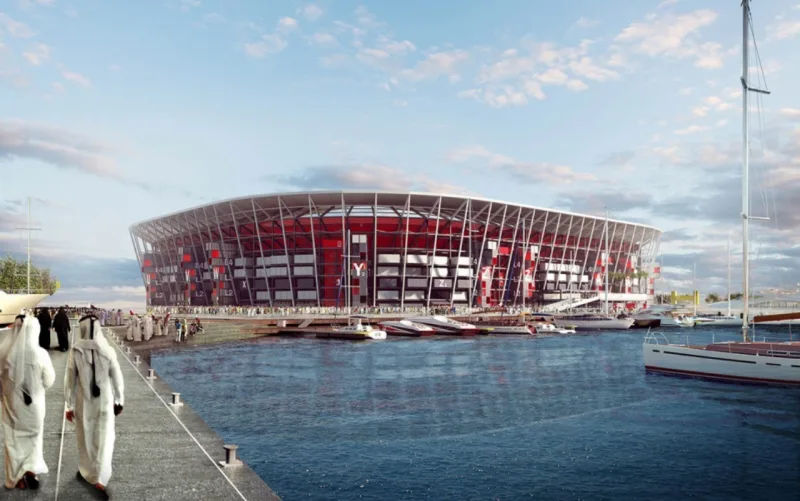 Feito com contêiners, estádio terá capacidade para 40 mil pessoas. Foto: Comitê de Execução e Legado / Divulgação