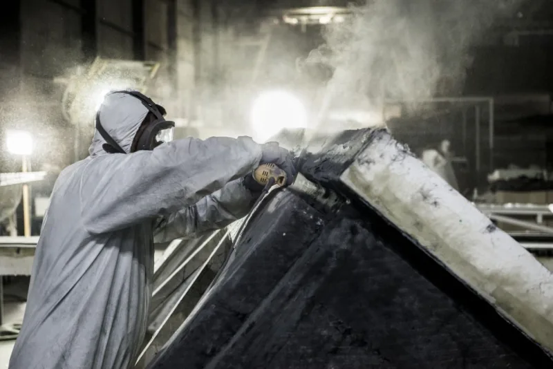 Fábrica de Itajaí teve de passar por diversas reformas para comportar a construção do barco, como o rebaixamento do piso. Foto: Letícia Akemi/Gazeta do Povo