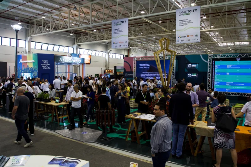 Espaço destinando ao Vale do Pinhão durante o Smart City Expo Curitiba. Foto: Ana Gabriella Amorim / Gazeta do Povo