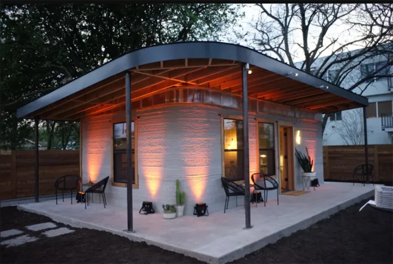 Primeiro protótipo da casa foi construído em Austin, no Texas. Foto: divulgação/Icon