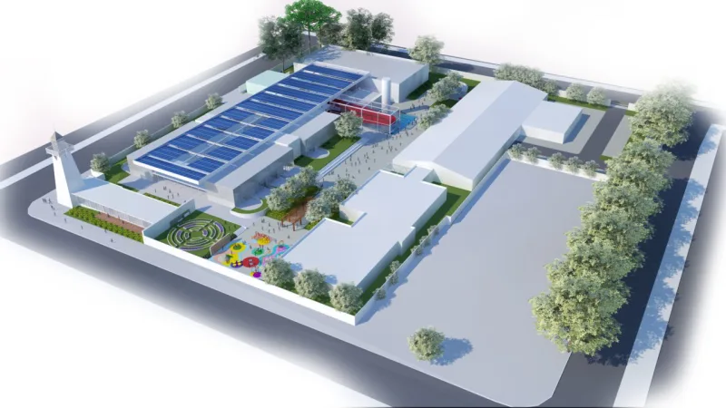 Vista aérea do complexo educacional. Não há previsão para início das obras.