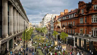 Imagens reveladas pelo prefeito londrino Sadiq Khan mostram uma previsão da Oxford Street após a conclusão do projeto. Fotos: Reprodução