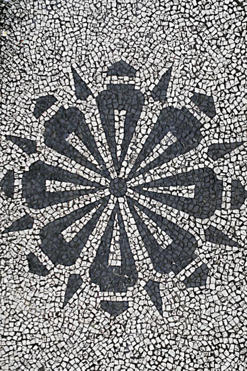 Rosa de pinhões que ilustra calçadas de petit pavê em Curitiba é herança do movimento paranista. Foto: Albari Rosa/Gazeta do Povo