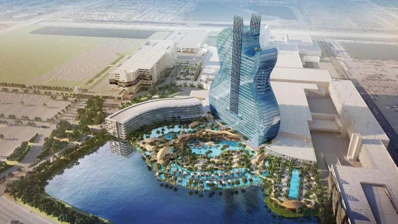 O Seminole Hard Rock Hotel & Casino fica na cidade de Hollywood,
 Flórida,
 a 35km de Miami.
 Foto: PRNewsfoto/Seminole Hard Rock Hotel & Casino