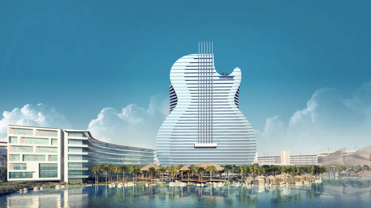 A marca registrada do Hard Rock serviu de inspiração para o novo hotel da empresa, na Flórida. Foto: Divulgação