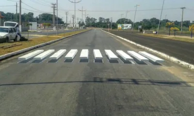 Cidade mato-grossense recebeu quatro faixas tridimensionais nas principais avenidas. Foto: Presto VinteTreis/Arquivo pessoal