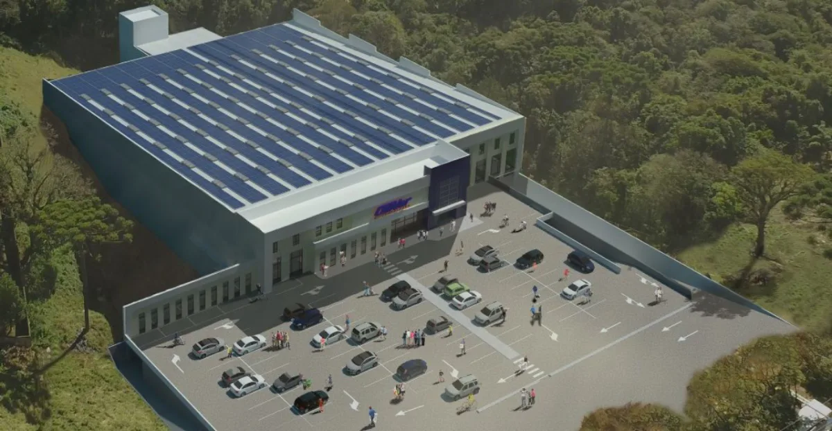 Loja que será inaugurada amanhã (27) tem 1.422 painéis fotovoltaicos instalados na cobertura. Imagem: Divulgação