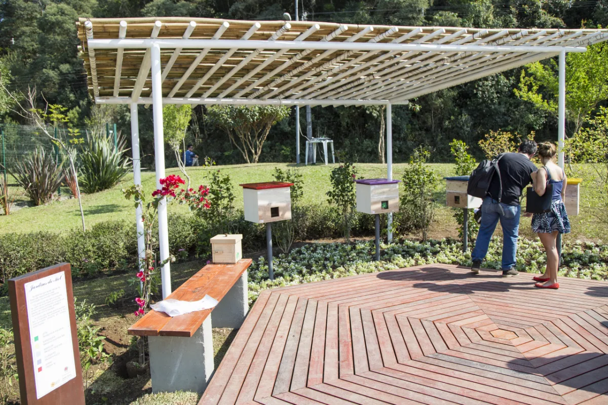 Estrutura tem como objetivo aproximar a população das abelhas e conscientizar sobre sua importância para a biodiversidade. Foto: Pedro Ribas/Secretaria Municipal de Comunicação Social
