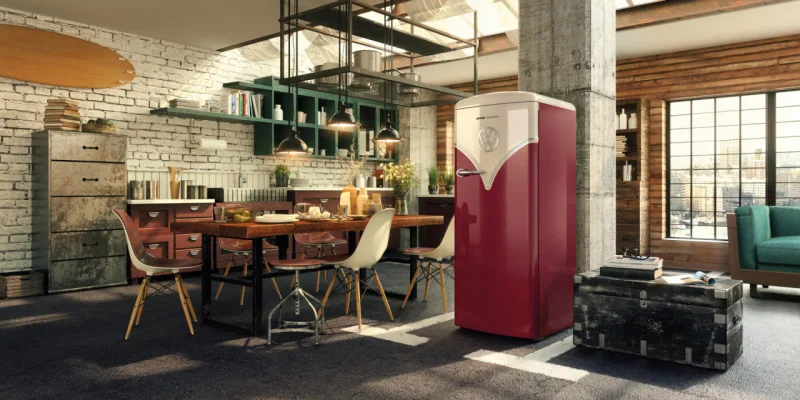 Geladeira com design de Kombi foi lançada pela marca eslovena Gorenje.
Foto: Reprodução