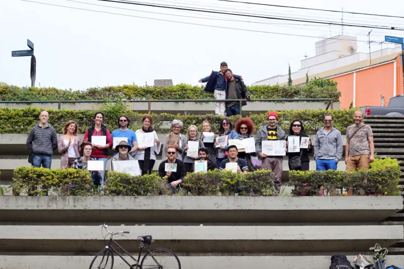 Croquis Urbanos e responsáveis pela horta comunitária na escadaria das Mercês.