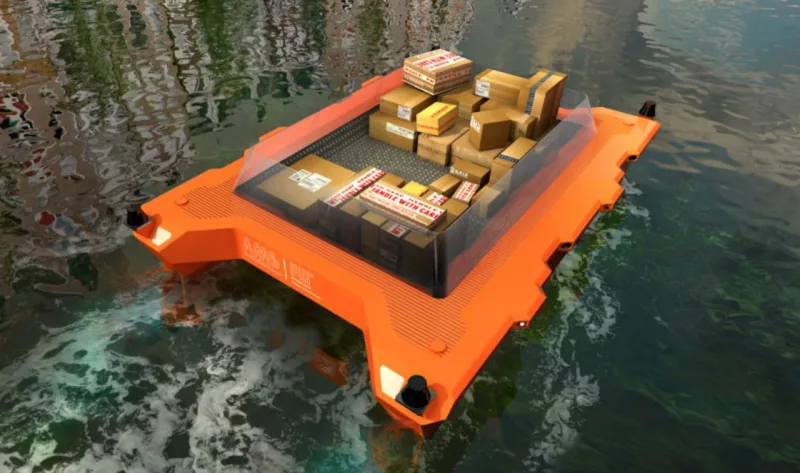 Projeção mostra como seria um protótipo do Roboat. Imagem: MIT/Divulgação