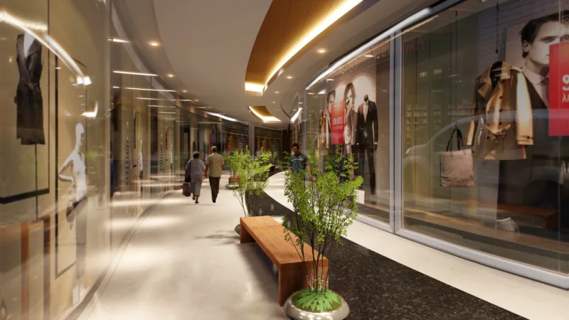 Detalhe da área interna do shopping. Foto: Divulgação