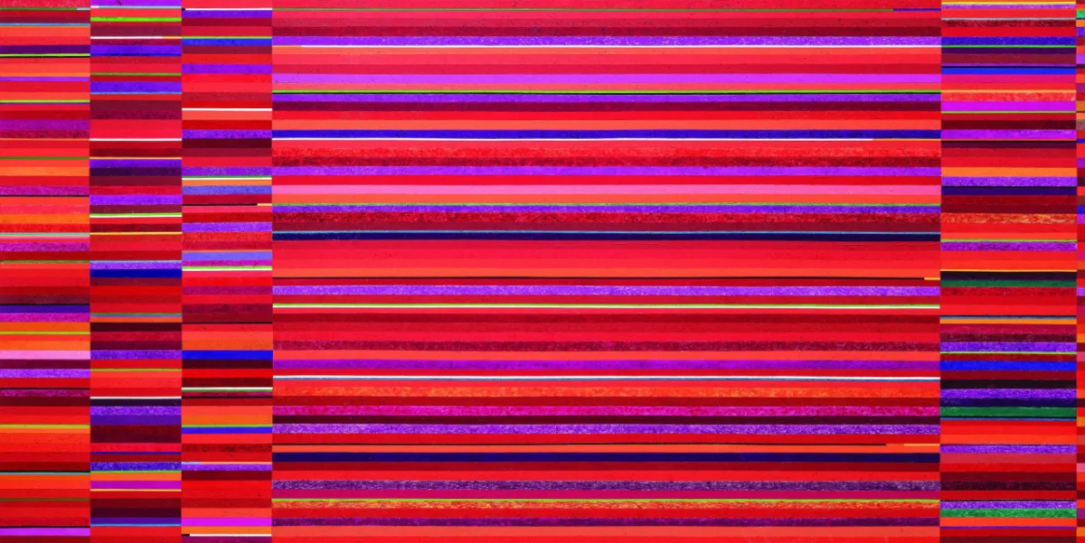 A obra Prélude Fugue et Contrepoint  (150 x 300 cm), óleo sobre tela, 
2016, de Gonçalo Ivo.
Foto: Jaime Acioli / Divulgação