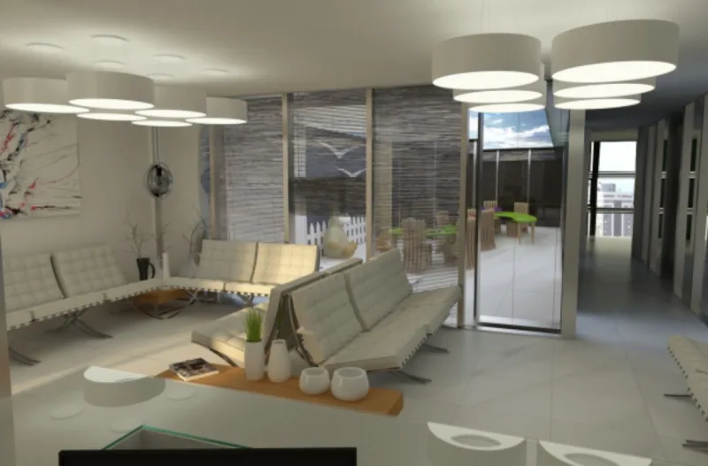 Leveza e design
Sala de espera do projeto de Eduardo Petry para uma clínica infantil: uso de poltronas individuais é uma recomendação para dar mais privacidade aos  pacientes e acompanhantes. Outro ponto é o investimento em mobiliário de qualidade, com design acolhedor e confortável. Foto: Eduardo Petry/Divulgação