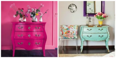 Idealizadas no século 17 na França, as cômodas bombê têm presença forte nos projetos atuais de decoração. Fotos: Reprodução/Pinterest