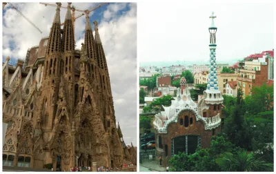 A Sagrada Família e o Parque Güell, duas obras icônicas de Gaudí em Barcelona. Objetos e maquetes do arquiteto catalão estarão no Museu de Arte de Santa Catarina a partir do dia 27 de agosto. 
Fotos: Pixabay