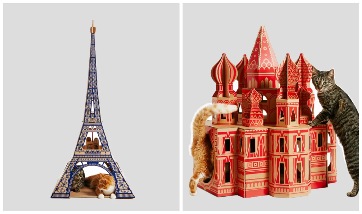Torre Eiffel ou Kremlin? Seu gato pode morar em monumentos históricos. 
Fotos: Poopy Cat / Divulgação. 