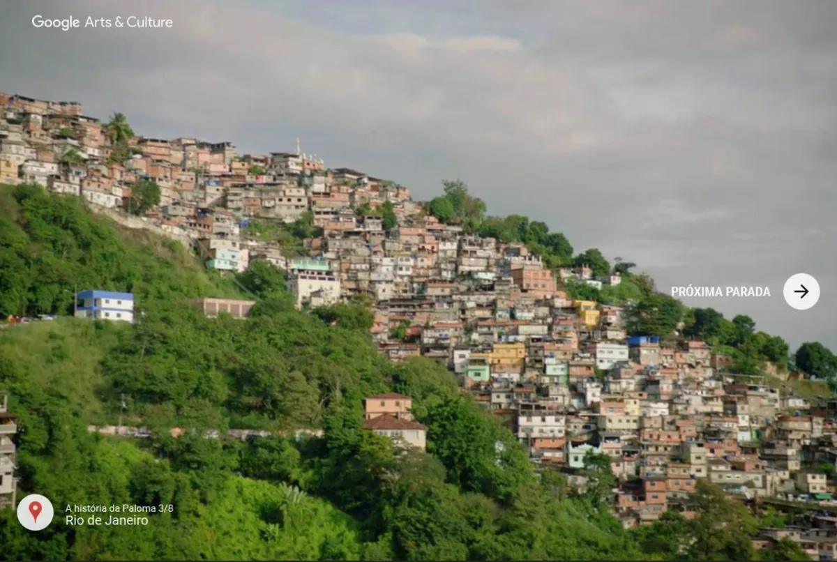 Imagens panorâmicas das favelas revelam o Rio além dos pontos turísticos tradicionais. 
Imagem: Reprodução / Google. 
