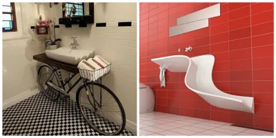 Para fazer uma pia criativa, dá para reaproveitar objetos ou apostar em uma com design moderno. Fotos: Reprodução/Pinterest