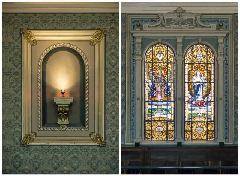 Ornamentos e símbolos religiosos foram preservados mesmo com o novo uso