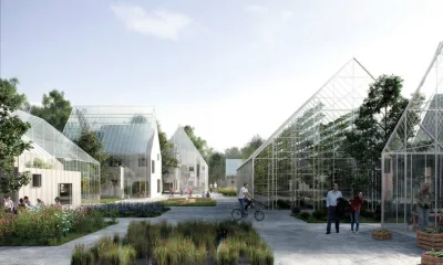A comunidade ReGen Villages terá 100 casas e edifícios comunitários. Imagem: Divulgação Effekt