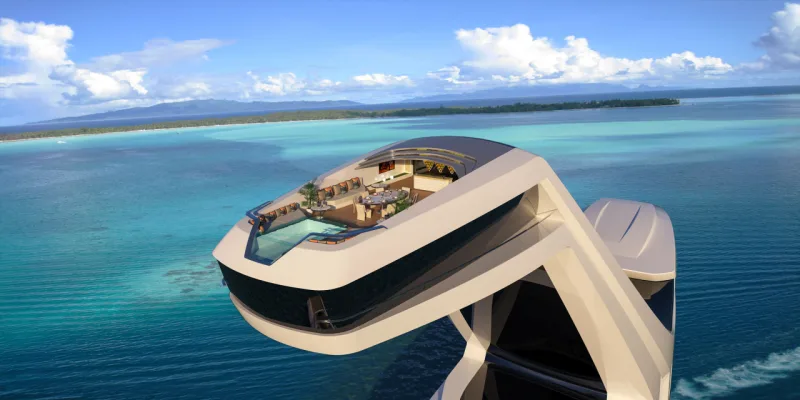 O deque fica em uma torre com 38 metros de altura. Tem uma confortável área para refeições e um espaçoso lounge.
