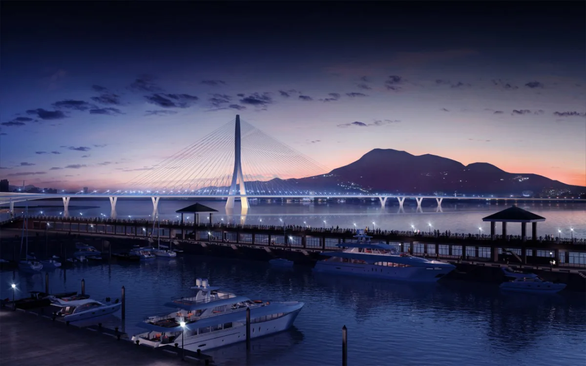 A ponte Danjiang, criada por Zaha Hadid, fica em Taiwan. Foto: Zaha Hadid Architects