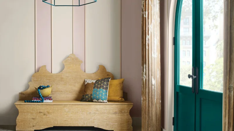 Ambiente com as cores da paleta Saberes, da coleção 2023 da Sherwin-Williams