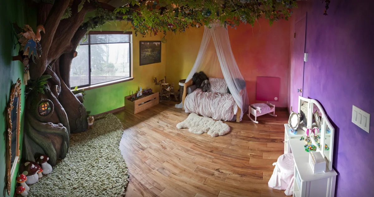 Pai transformou o quarto dos sonhos da filha em realidade. Crédito: radamshome
