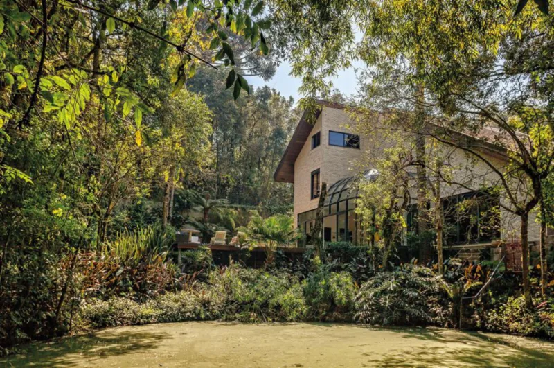 Assinado pela arquiteta Ana Padilha, o jardim que permeia a casa localizada no Campo Comprido foi planejado para não sofrer interferências. As escadas e caminhos do espaço foram construídos com areia natural de rio. Lontras, tatus e outros animais silvestres são visitas frequentes. Fotos: Fernando Zequinão/Gazeta do Povo.