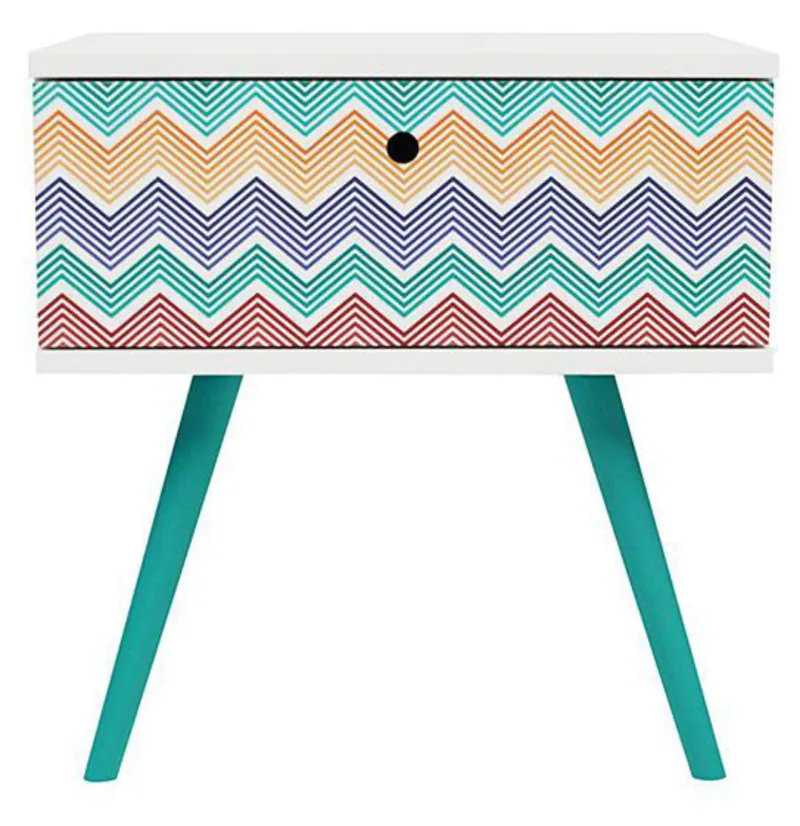 Toque retrô no Rock Zig-Zag com pintura metálica e acabamento em MDF. Na Casa de Valentina, R$ 482.
