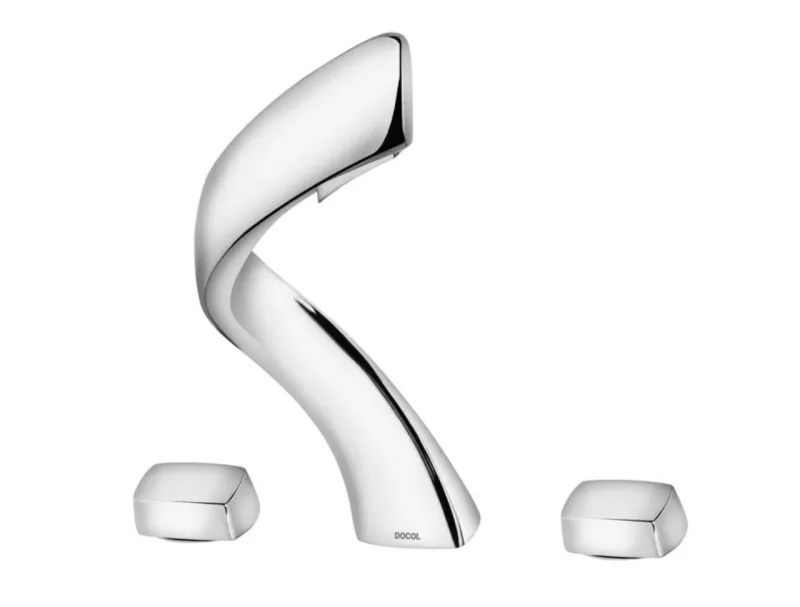 Misturador para lavatório de mesa Oni com acabamento cromado biníquel. Da Docol, R$ 3.404,09 (preço sugerido).