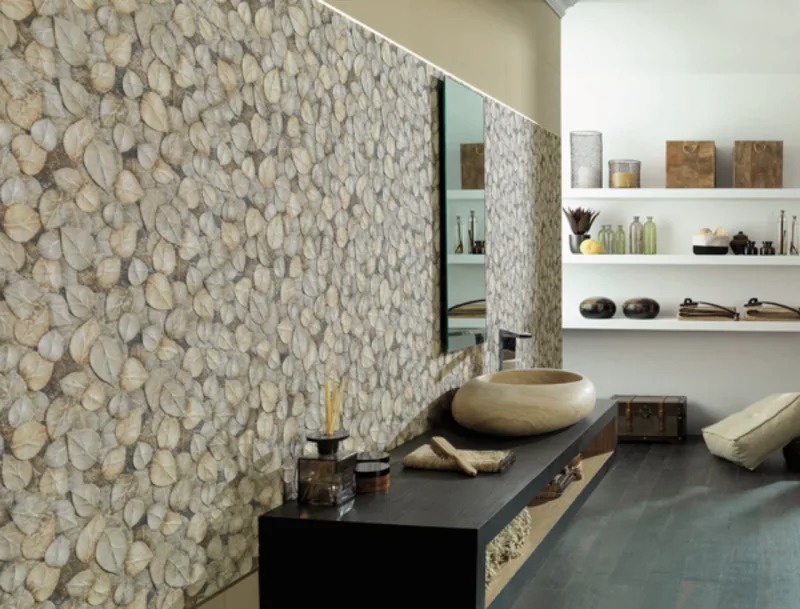 Porcelanato: O revestimento cerâmico Oxo Garden Arena imita papel de parede. Na Impermix, R$ 102 a peça de 31,6 x 0,90