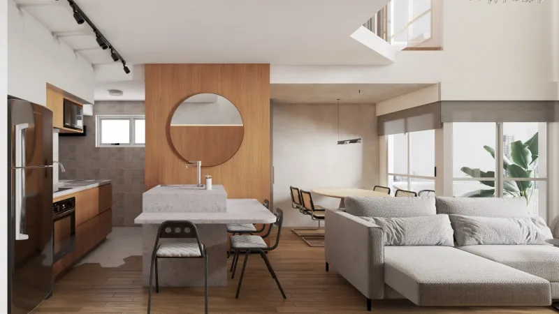 Projeto de interiores moderniza e amplia área útil de apartamento duplex; confira as imagens