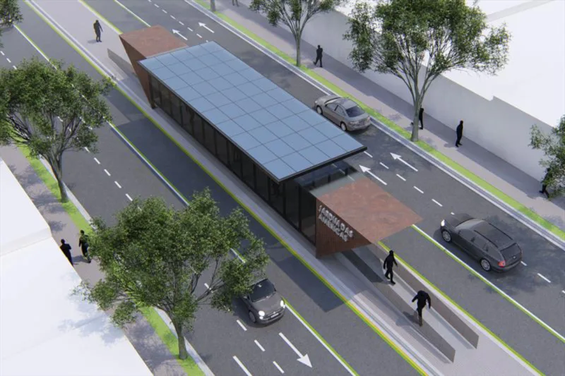 Novo modelo de estação de ônibus será autossuficiente, climatizado e com biometria facial