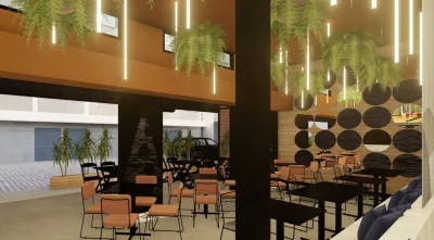 Projeto de arquitetura revitaliza hamburgueria com toque moderno e industrial