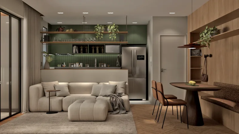 projeto de interiores para sala integrada