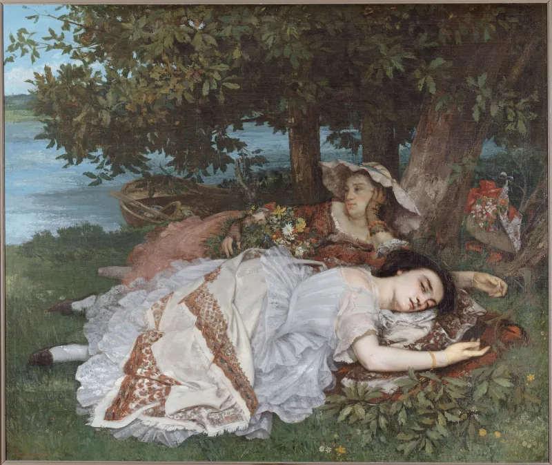 O francês Coubert escandalizou Paris em 1872 com a tela “Adormecidas”. Isso resultou em um caso policial proibindo a exibição da pintura por muitos anos.