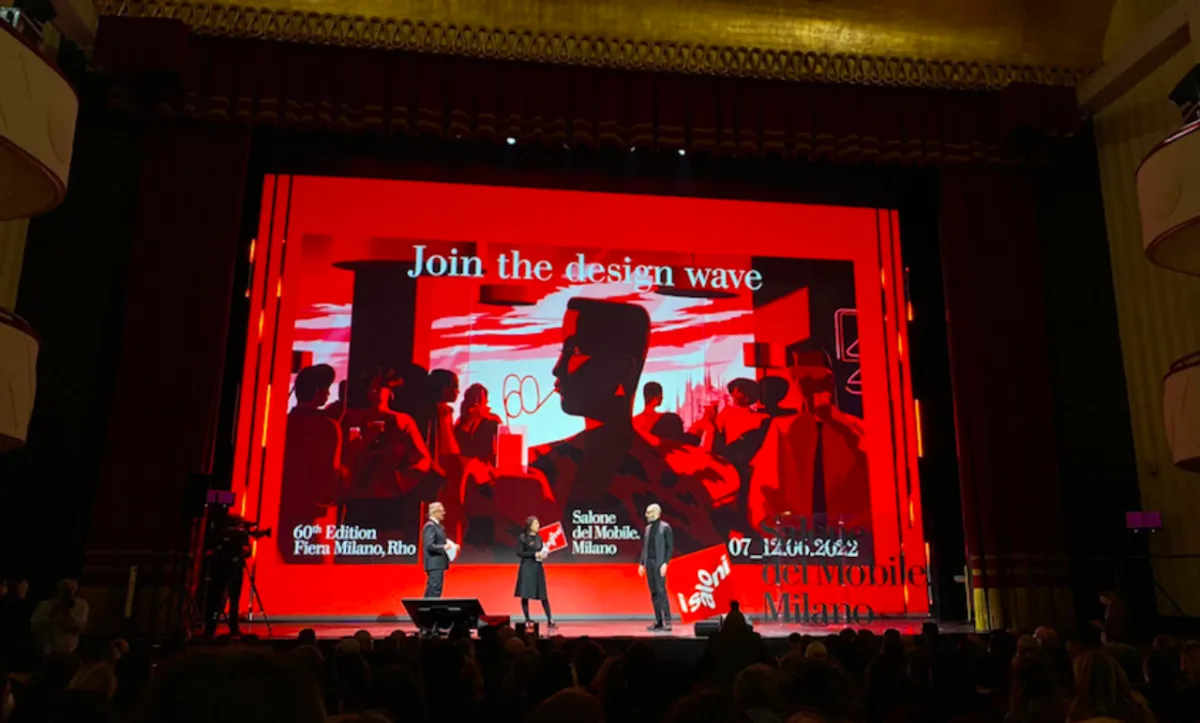 Coletiva do Salão do Móvel de Milão 2022, no palco do Teatro Lirico, em Milão, na Itália.
